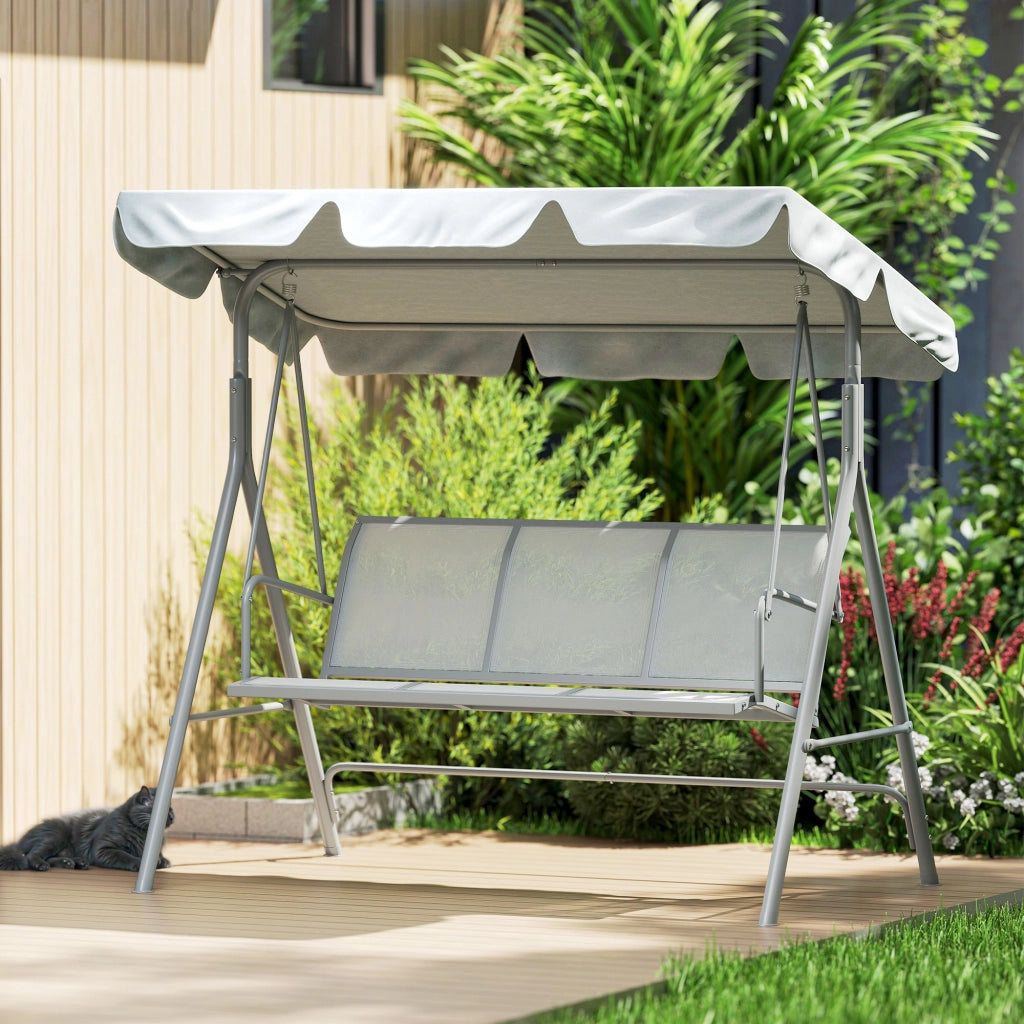 Balancin da Giardino 3 Posti con Toldo ¨C Zephmum ¨C Grigio 171x108x154 cm