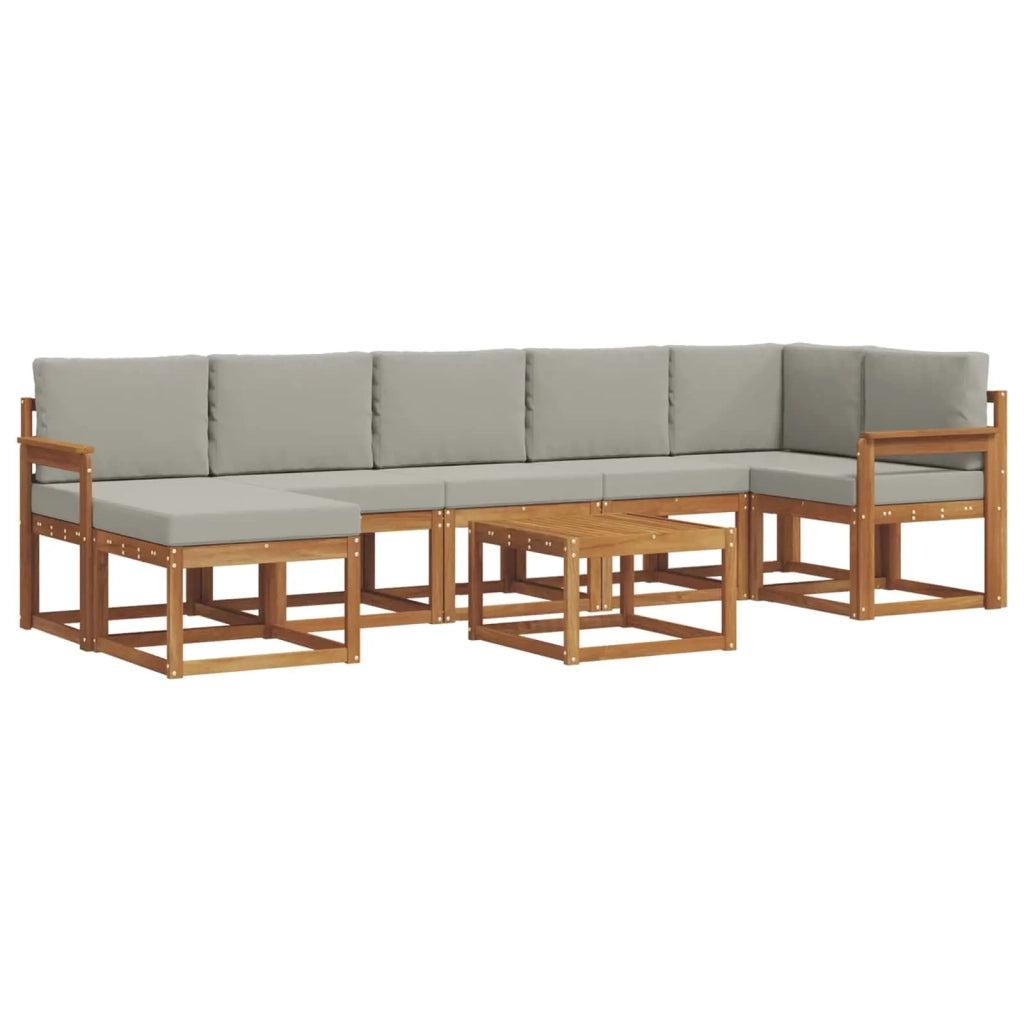 Set di divani da esterno 8 pcs Grigio Naturale e Chiaro