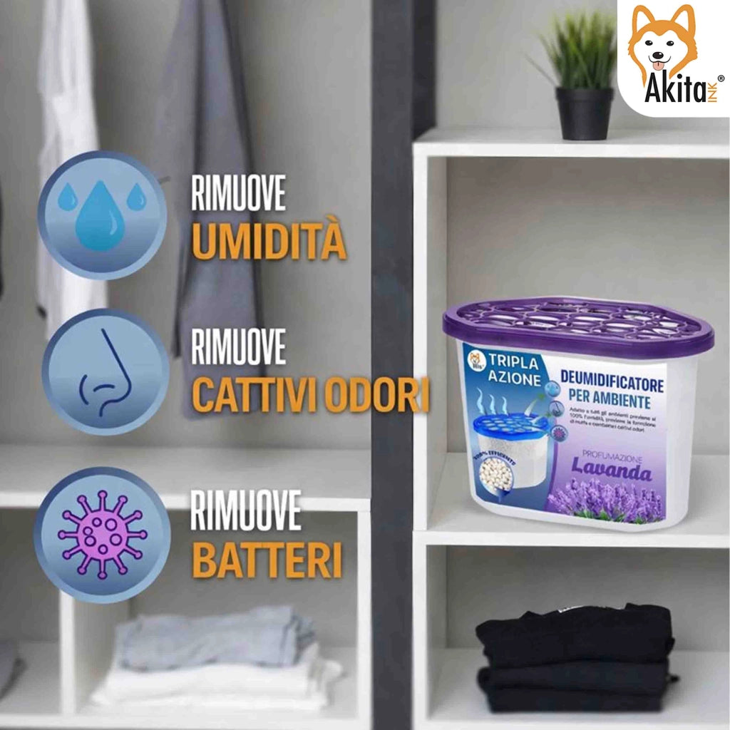Akitaink Set 6 Assorbiumidita' Deumidificatori Lavanda 500 ml