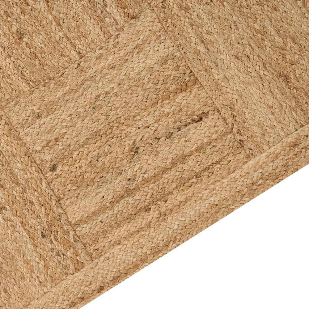 Tappeto Beige Juta 300 x 400 cm Intrecciato a mano con motivo a scacchi in stile boho naturale Tessile