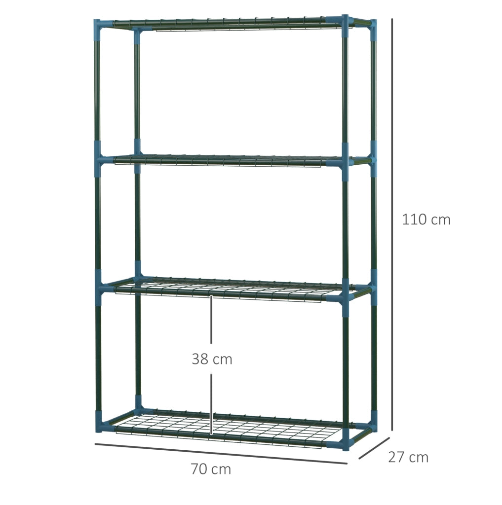 Set di 2 scaffali portapiante in acciaio verde a 4 ripiani