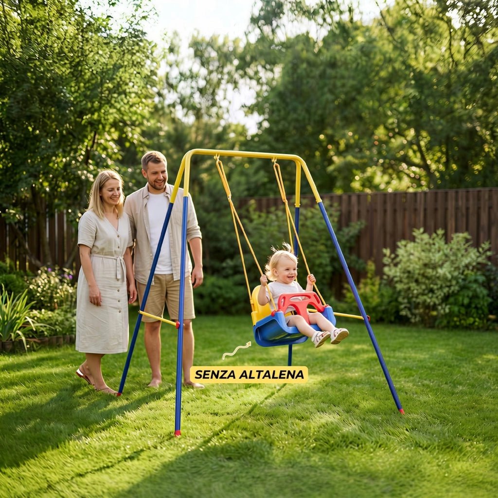 Altalena da Giardino ¨C zephmum ¨C Acciaio, Giallo e Blu, 128x155x157 cm