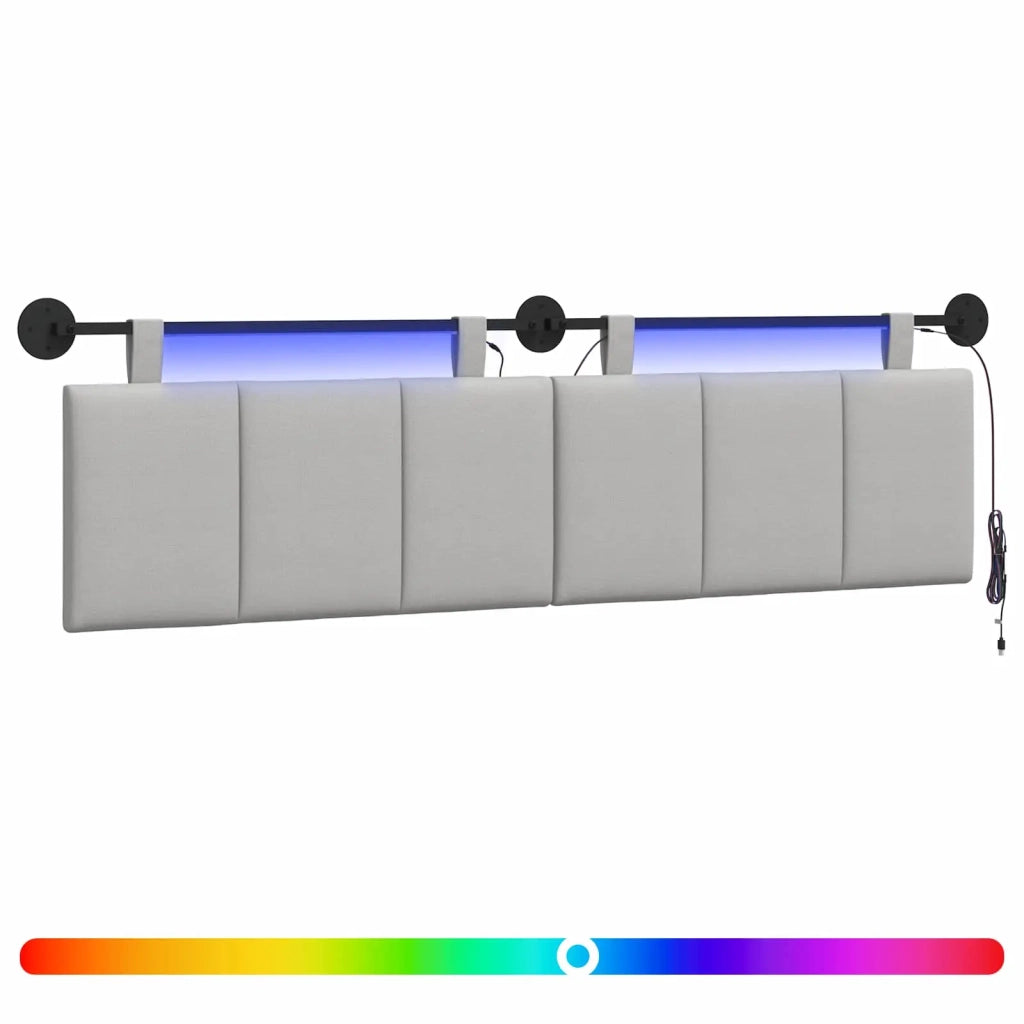 Testiera | Testata sospesa Con luce LED Grigio Nuvola Tessuto