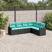 Set Divani da Giardino 6 pz con Cuscini Nero in Polyrattan 3226001