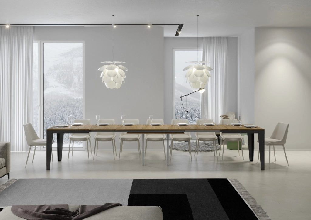 Tavolo allungabile 90x160/420 cm Flaris Evolution Quercia Natura telaio Antracite