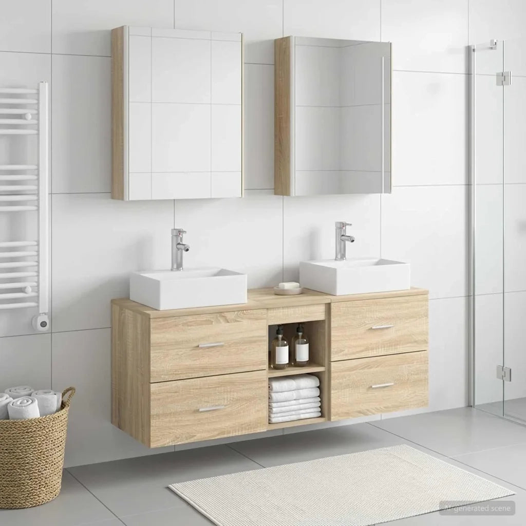 Set di mobili per il bagno 5 pcs Rovere Sonoma 3406809