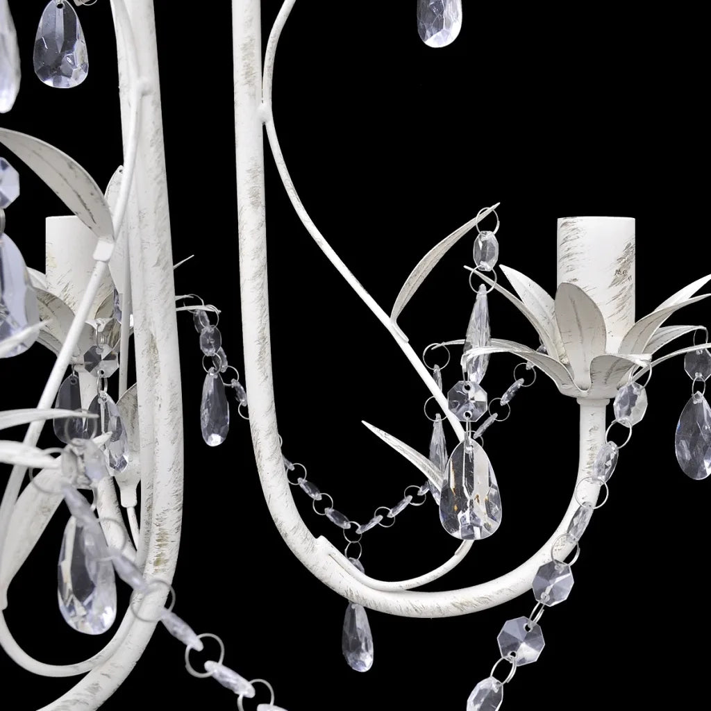 Set di 2 eleganti lampade a sospensione classiche in cristallo 30 x 35 cm acrilico bianco anticato 02_0046387