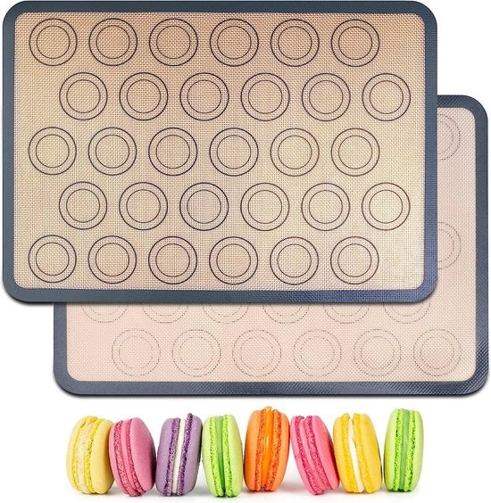 Set di 2 mattonelle in silicone, fondo antiscivolo per la cucina, rivestimento antiaderente, mattonella riutilizzabile per la preparazione di fondi, torte, pizza