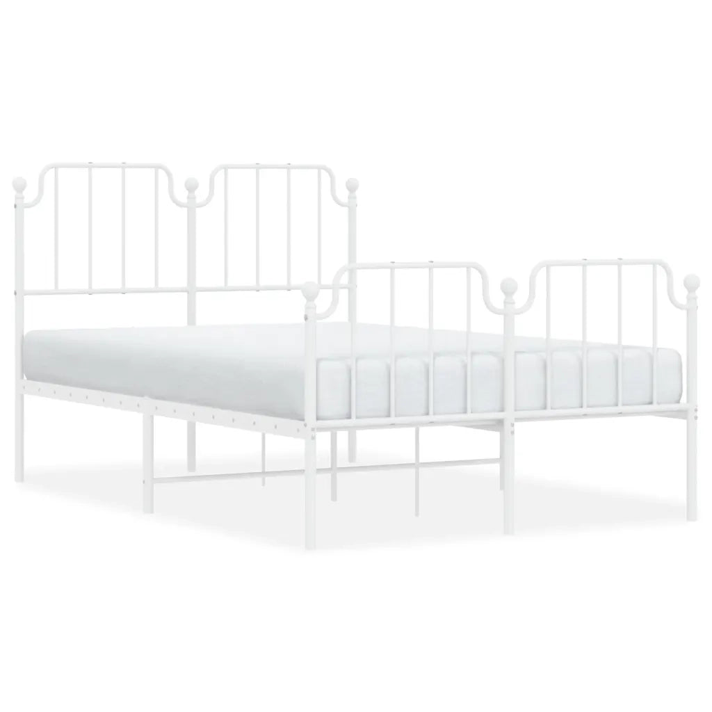 Giroletto con Testiera e Pediera-Struttura Letto Metallo Bianco 120x200 cm 766148