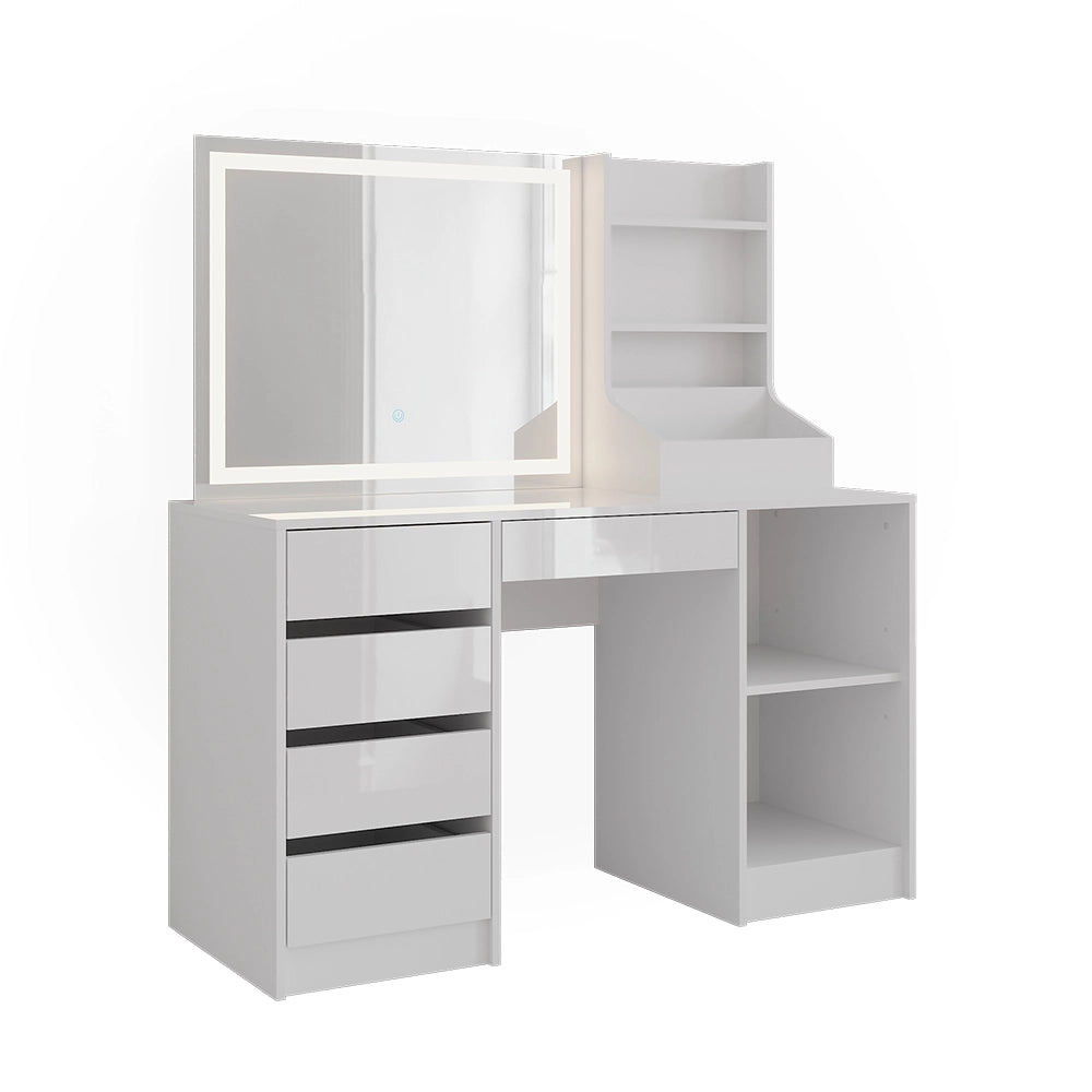 Vicco Tavolo da toeletta Bianco/bianco lucido 128.2 cm 3 parti