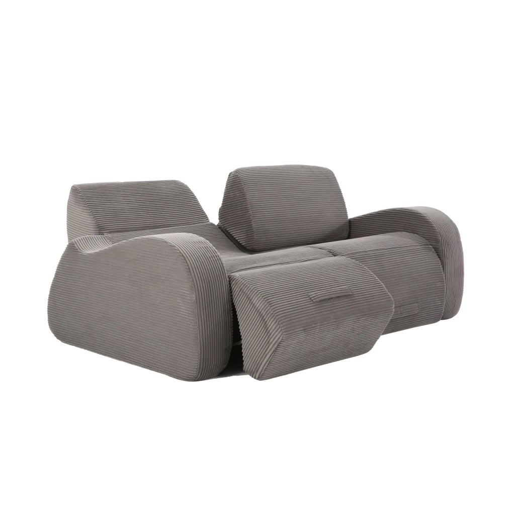 Divano modulare 115x247x76 cm con funzione letto in velluto a coste grigio