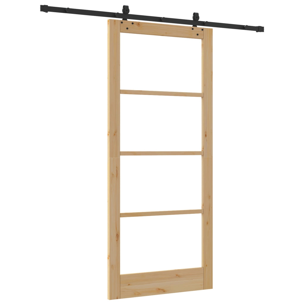 Set di porta scorrevole  con accessori 'ORKDAL'in legno massello e vetro