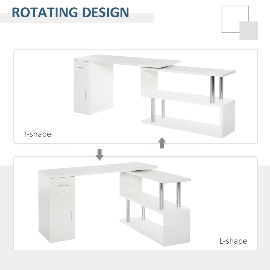 Scrivania da Ufficio ad Angolo Porta PC 114x120x74,6 cm in Legno  Bianca