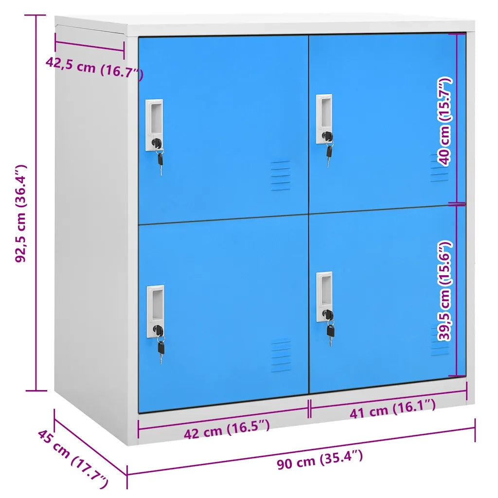 Armadietto con Chiave Grigio Chiaro e Blu 90x45x92,5 cm Acciaio 336433