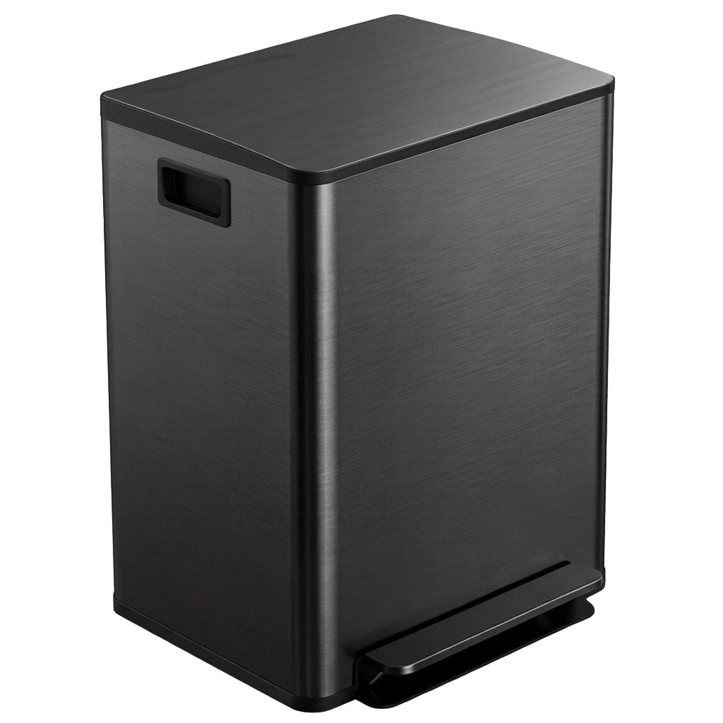 Pattumiera da 60L con 2 Scomparti ¨C Xylo ¨C Acciaio Inox Nero, Coperchio Soft-Close