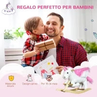 Cavallo a Dondolo Unicorno con Musica in Metallo e Legno 65x32x55cm