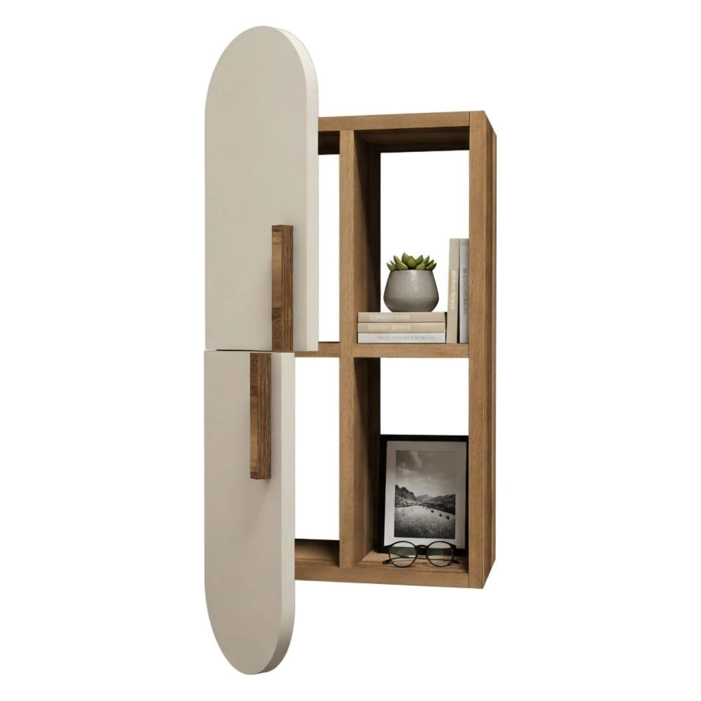 Nesat, Mensola 4 Ripiani, 35x22x60h cm Marrone Noce