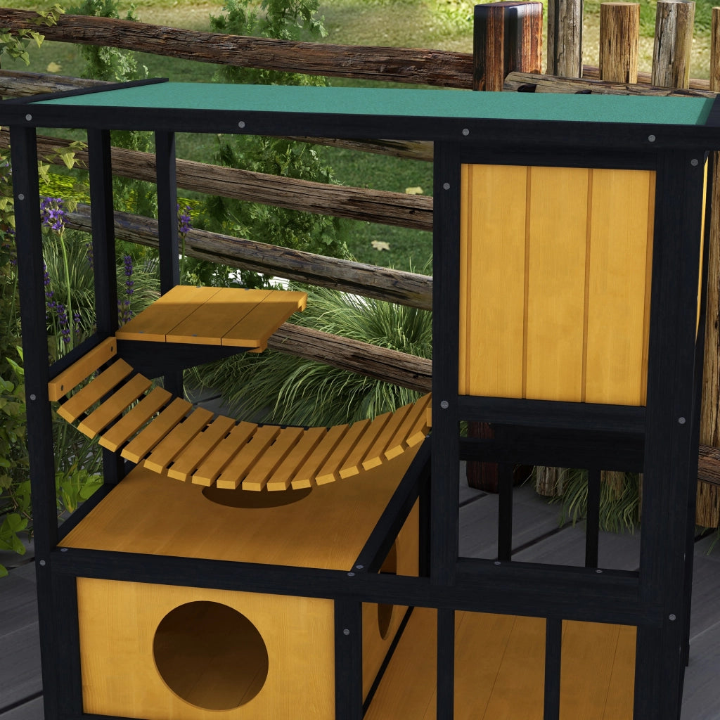 Casetta per Gatti con Rampa e Piattaforma ¨C Zephmum ¨C Verde 84.5x60x88 cm