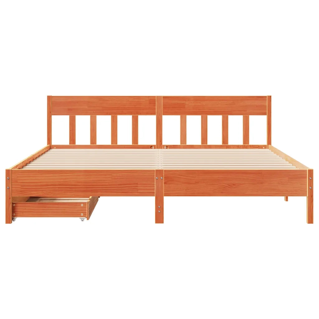 Letto senza Materasso Marrone Cera 180x200 cm in Legno di Pino