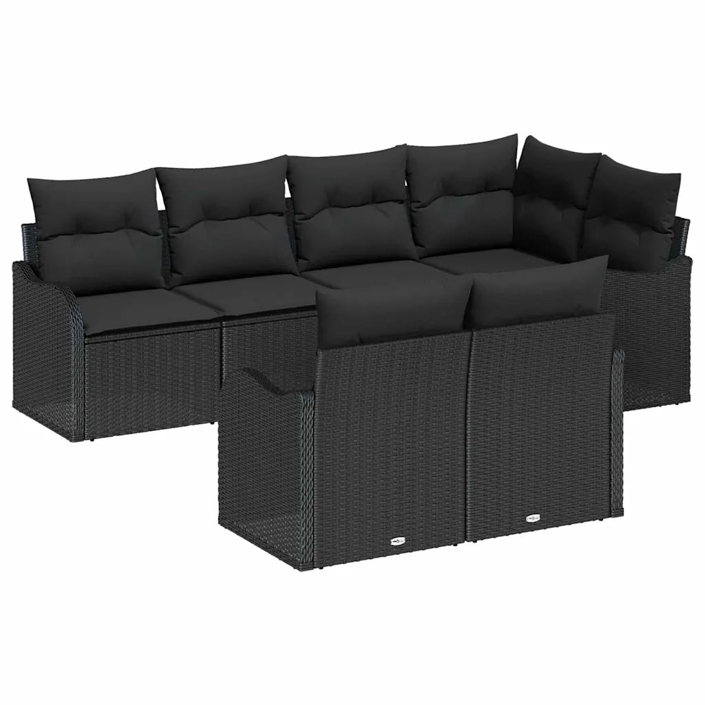 Set Divano da Giardino con archiviazione 7 pcs Nero Poly Rattan 3354412