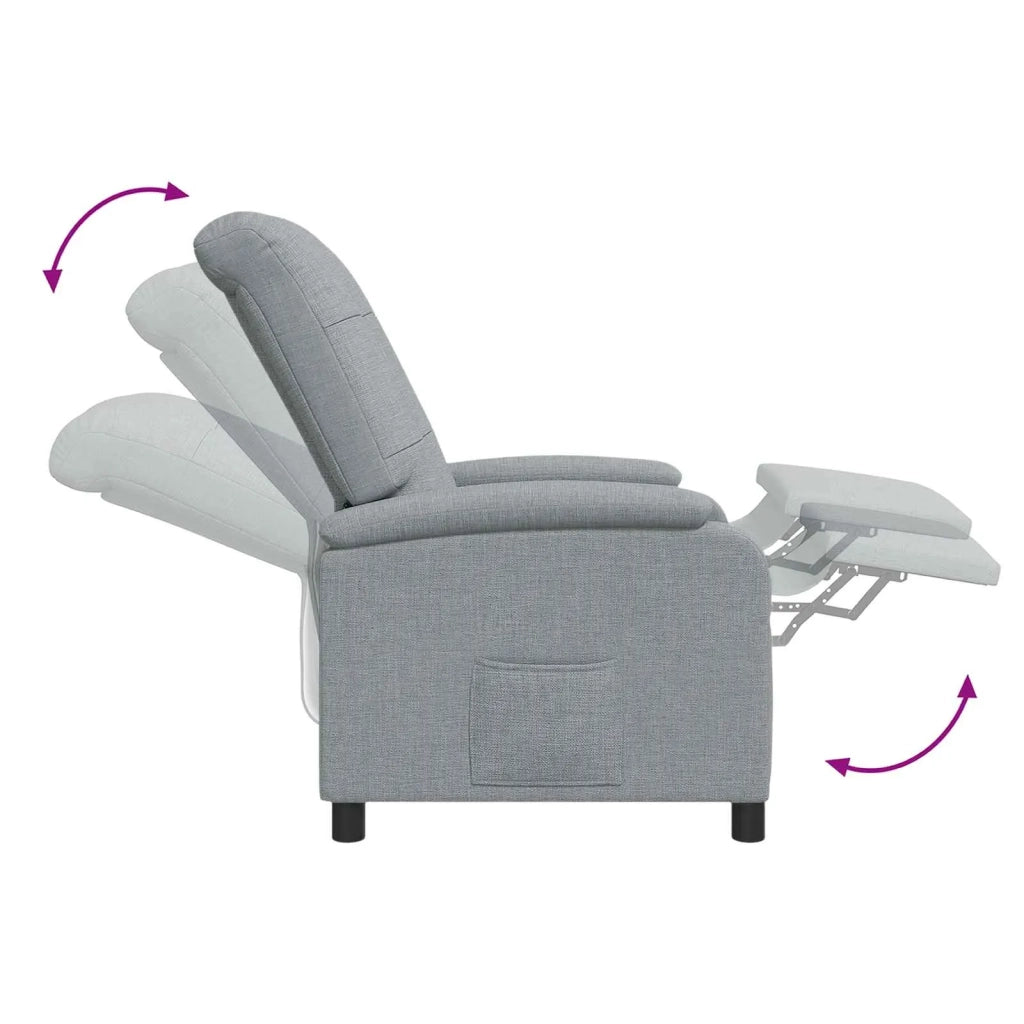 Divano Sedia-Poltrona reclinabile Grigio Chiaro Tessuto 643145