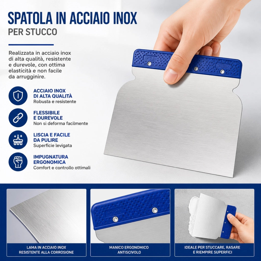 Set 4 Spatole Giapponesi Acciaio Flessibile 42/60/85/140 mm 61089