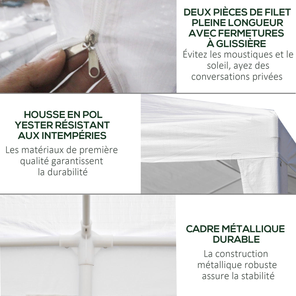 Tenda da giardino 6 pareti amovibili ¨C zephmum ¨C 6x3 m bianco