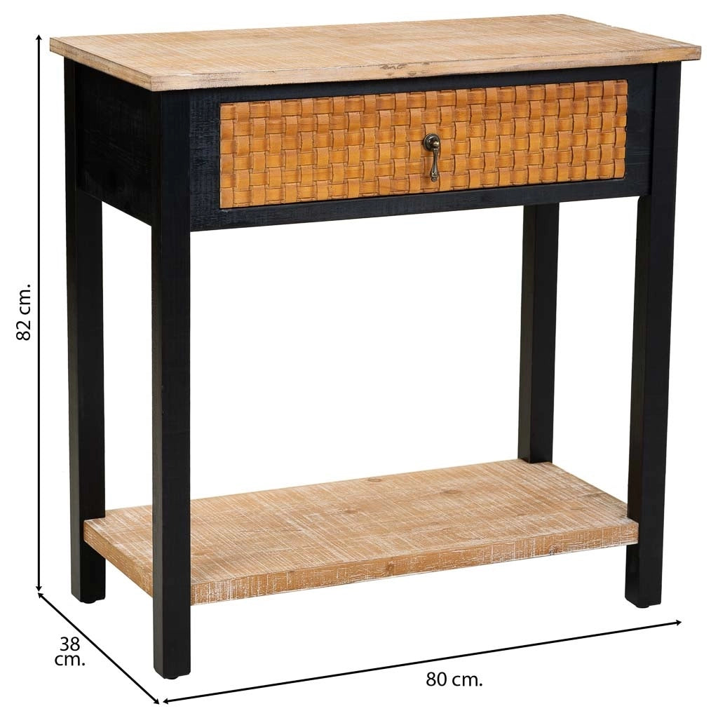 Mobile da ingresso in legno con 1 cassetto e 1 ripiano 80x38x82