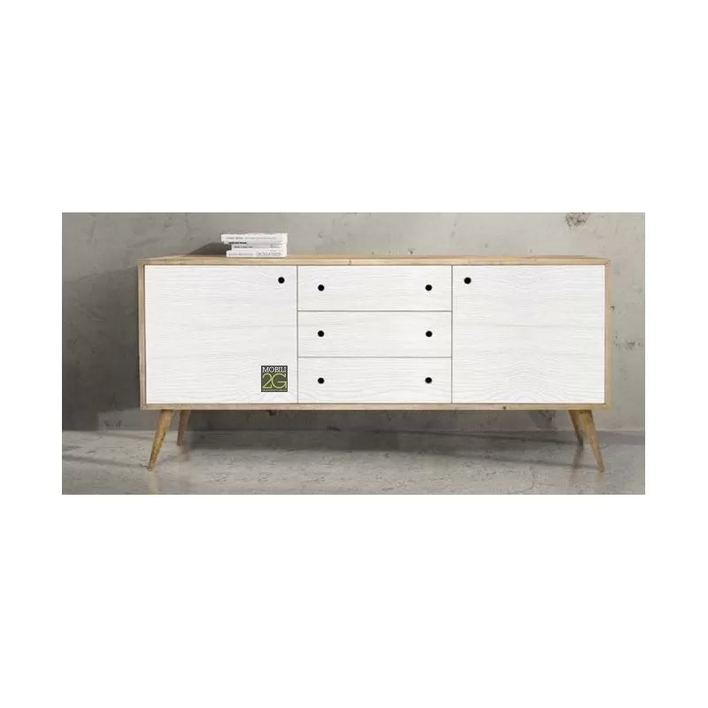 Madia credenza abete spazzolato naturale/ bianco 185x50x84 (880) - Mobili 2G