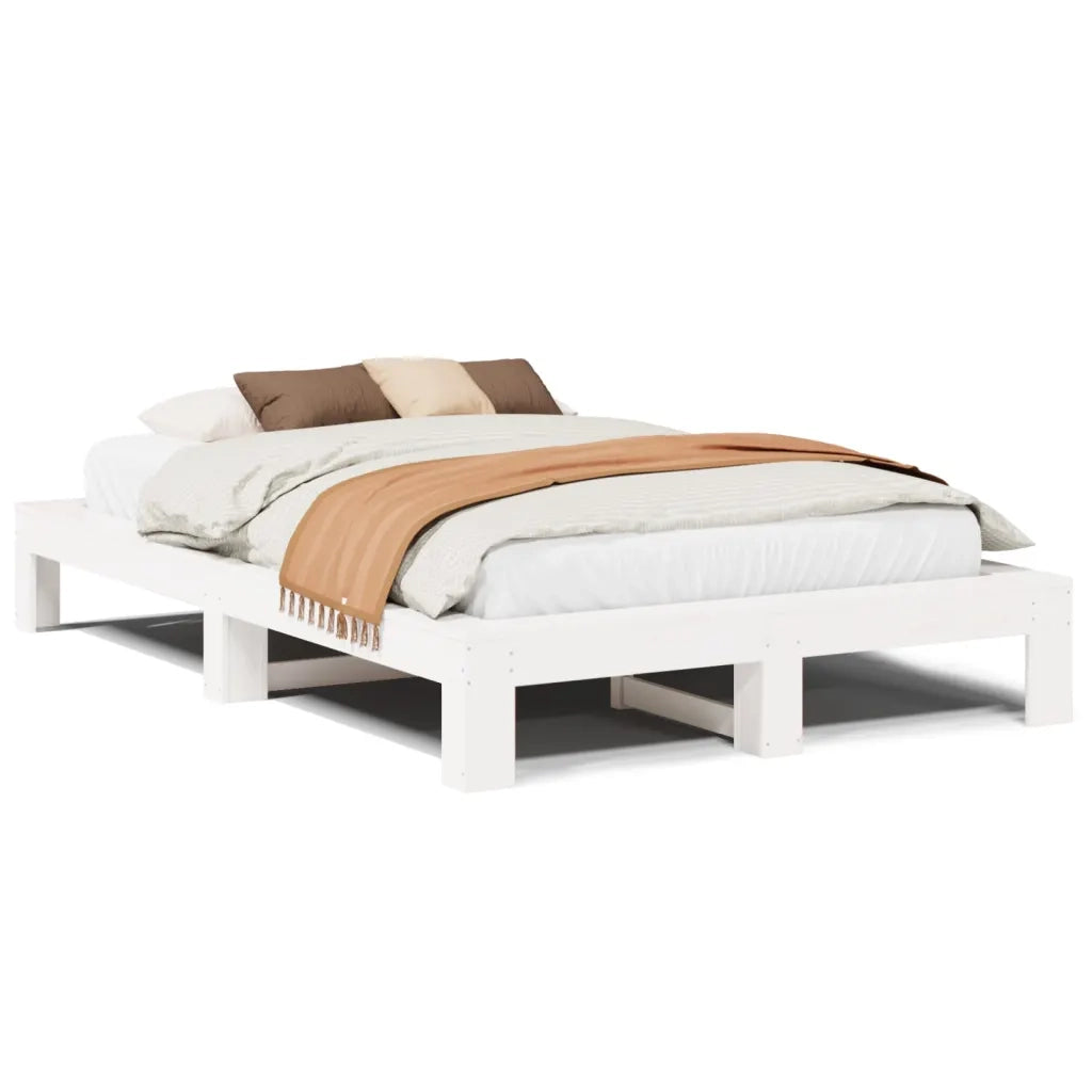 Letto senza Materasso-Struttura Letto Bianco 120x200 cm Legno Massello di Pino 104312
