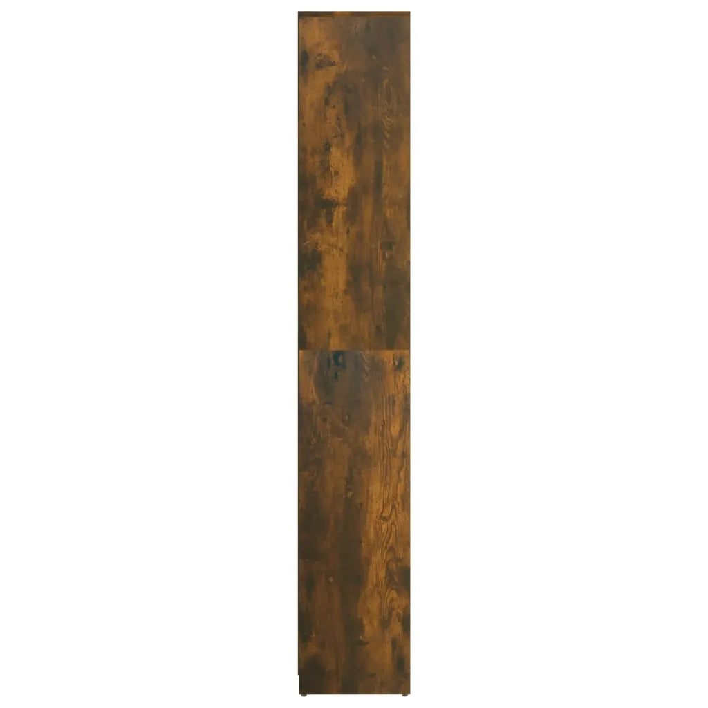 Elegante mobiletto da bagno con 6 scomparti 30 x 30 x 183 cm realizzato in legno composito finitura rovere affumicato 02_0048138