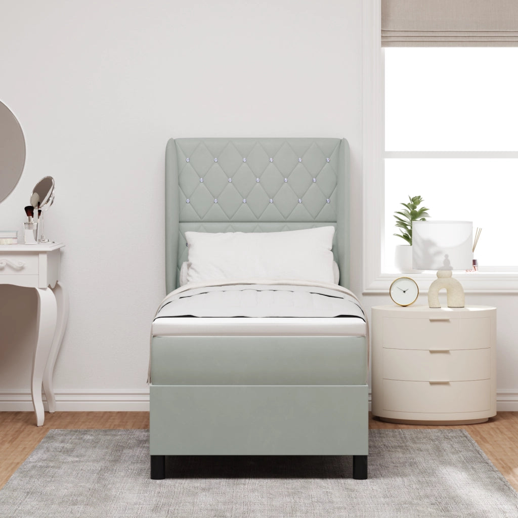 Letto con Box Spring e Materasso Grigio Chiaro 80x200 cm Velluto