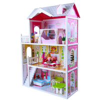 Villino Casa per Bambole in Legno 3 Piani con Arredamento