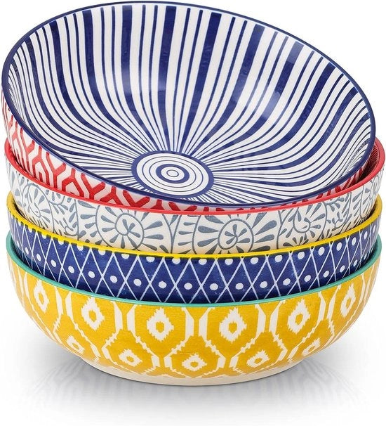 Set di Ciotole in Ceramica Premium - 55 oz - Ciotole per Insalata e Zuppa - Scatole da Servire Stacking - Resistenti al Lavastoviglie - Set di Regali - Disponibili in Diverse Colori - Magnetron.