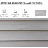 Panca Contenitore in Legno di Abete, Cassapanca da Esterno con Piedini Antiscivolo 127x56x60cm, Grigio