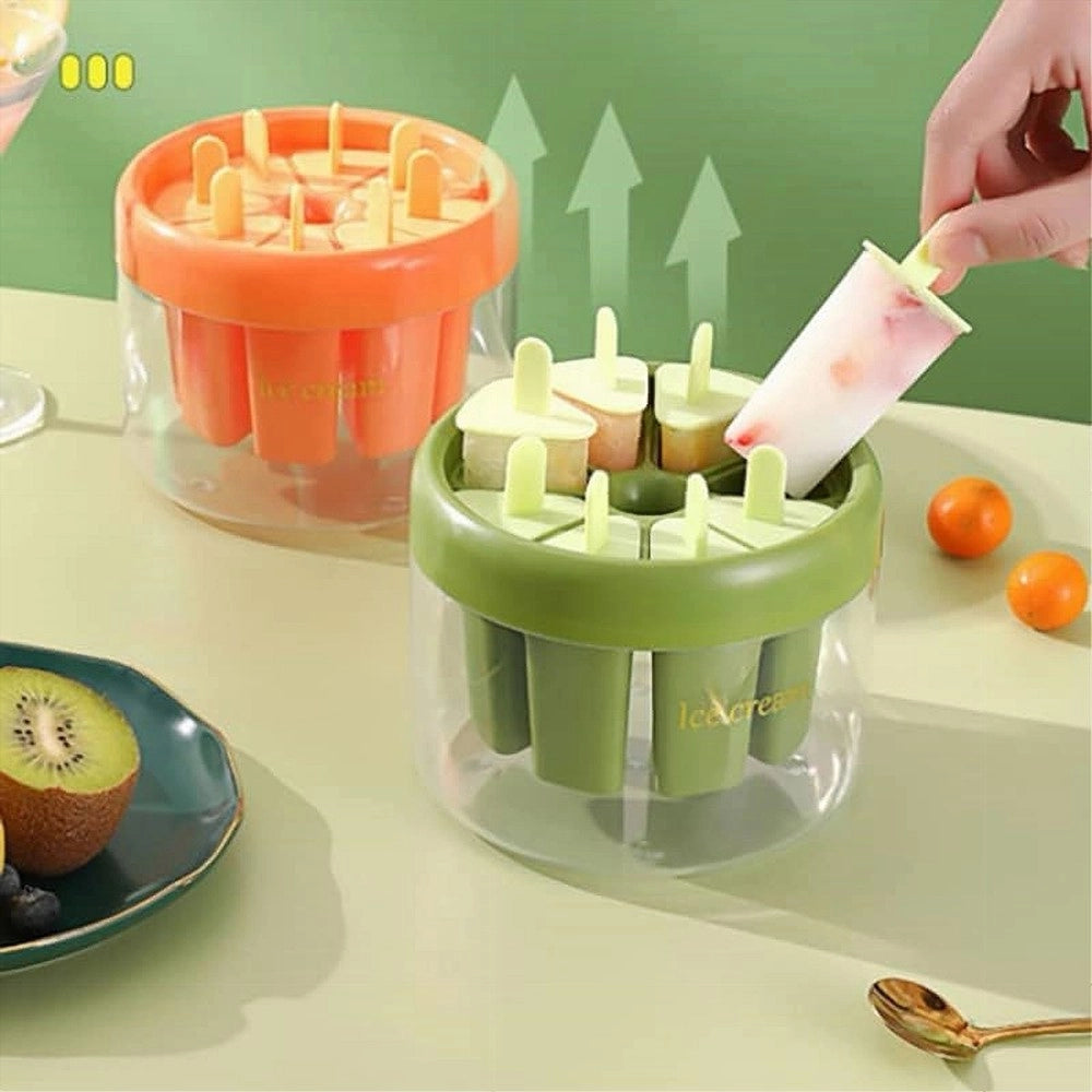 Trade Shop - Stampo Stampi Per 8 Ghiaccioli Bastoncino Ghiaccio Riutilizzabili Gelato Fai Da Te -