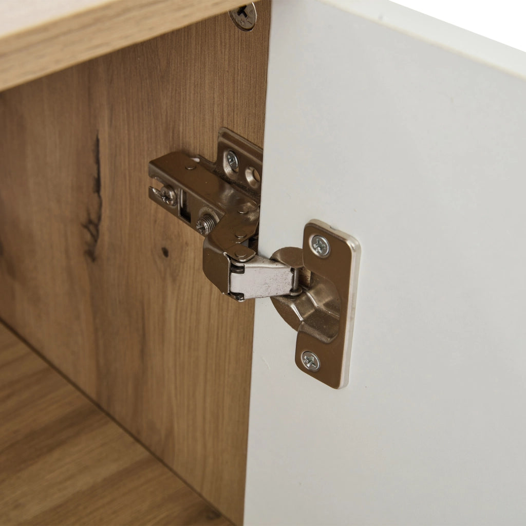 Mobile Ingresso con 6 Ripiani Aperti e Armadietto a 2 Ante; Stile Naturale; in Pannello Truciolare; Legno Naturale e Bianco; 75??33??180 cm