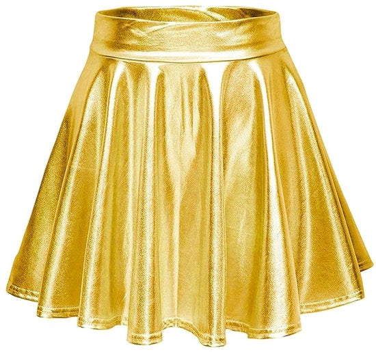 Rok Metallico - Plooirok Uitlopend - Rok Corta - Abito da Festa/Carnivale - Costume da Carnevale - Taille Alta - Rok con Riflessi Metallici - Rok con Glitter