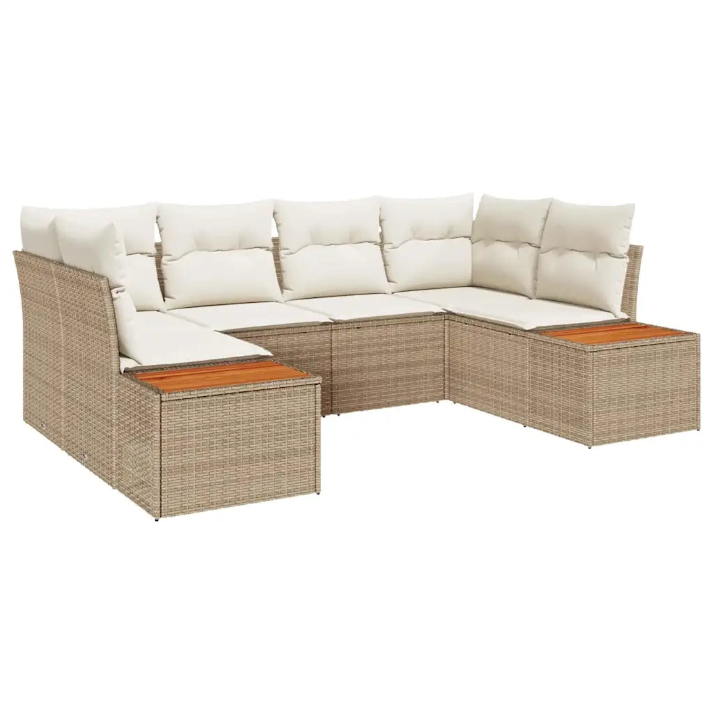 Set Divano da Giardino 6 pcs Beige e Crema Polyrattan 3356826