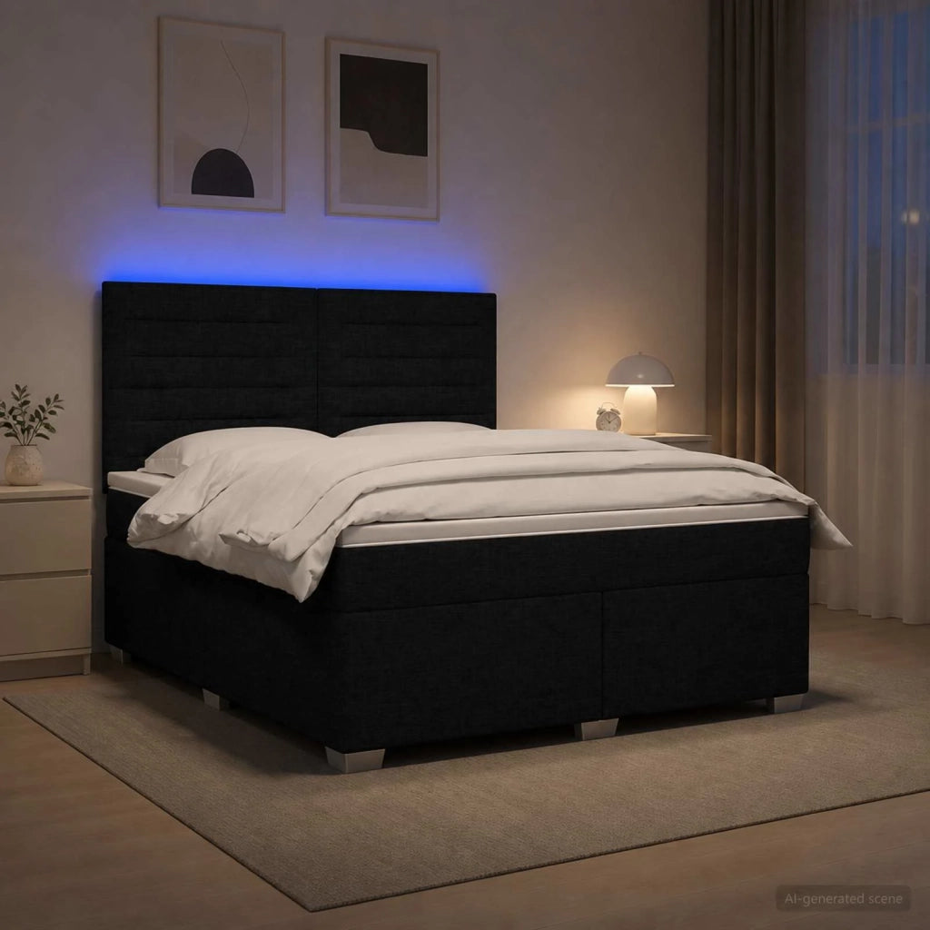 Letto box spring con materasso Nero 140 x 200 cm Tessuto 3454882