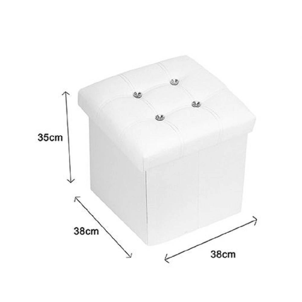 Trade Shop - Pouff Puff Pouf Contenitore Imbottito Portaoggetti Seduta Bianco 79436 38x38x35cm -