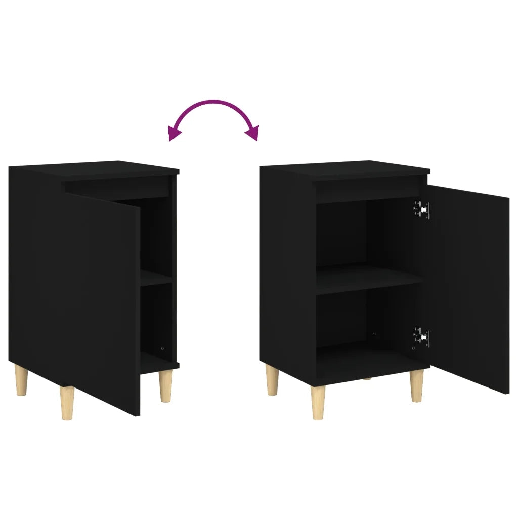 Set di 2 Comodini | Armadio da Notte | Mobiletto da notte Neri 40x35x70 cm in Legno Multistrato