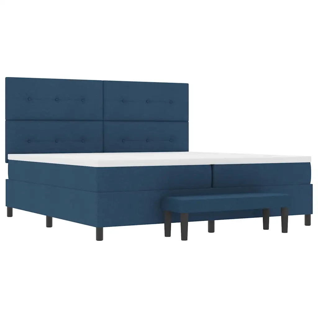 Letto a molle con testiera Blu 200 x 200 cm Tessuto