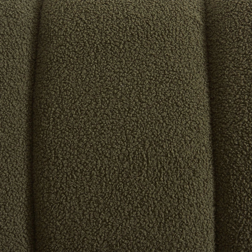 Poltrona relax con gambe rotonde in legno e tessuto bouclé, kaki