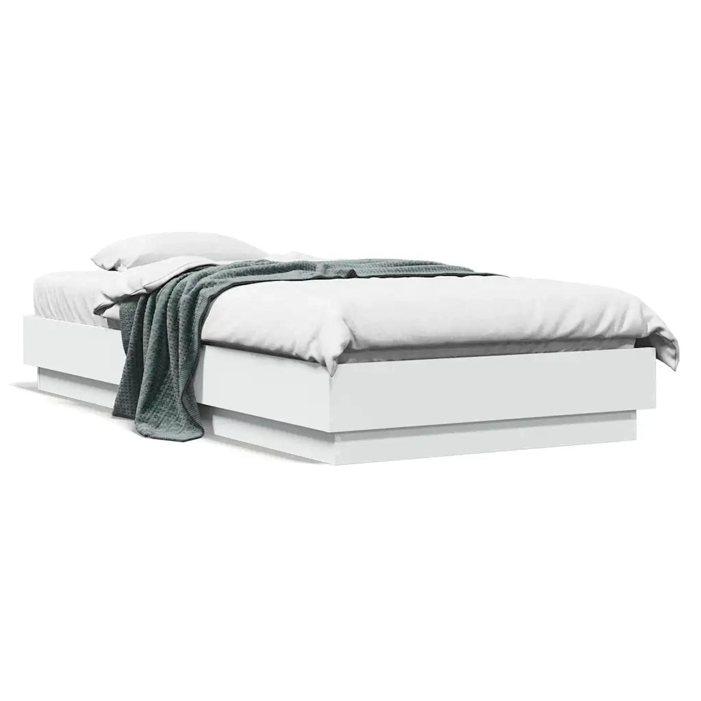 Letto singolo | Letto per adulti | Giroletto Bianco 90x190 cm in Legno Multistrato