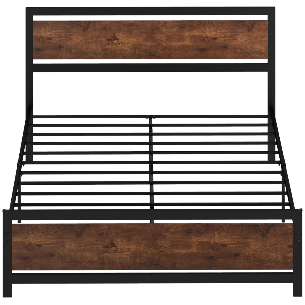 Letto Matrimoniale in Metallo con Testiera e Rete a Doghe ¨C zephmum ¨C 200x160 cm Colore Scuro