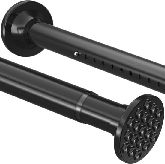 Rail per tenda doccia senza fori, maniglia per armadio, bagno, balcone, tenda doccia, nero (110-165 cm, diametro 32 mm)