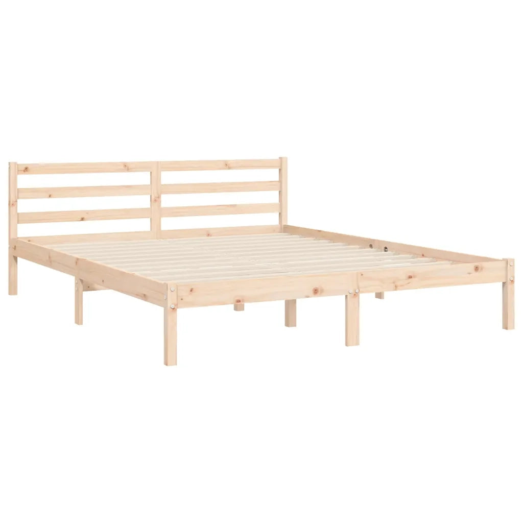 Giroletto con Testiera-Struttura Letto con testiera King Size in Legno Massello 825322