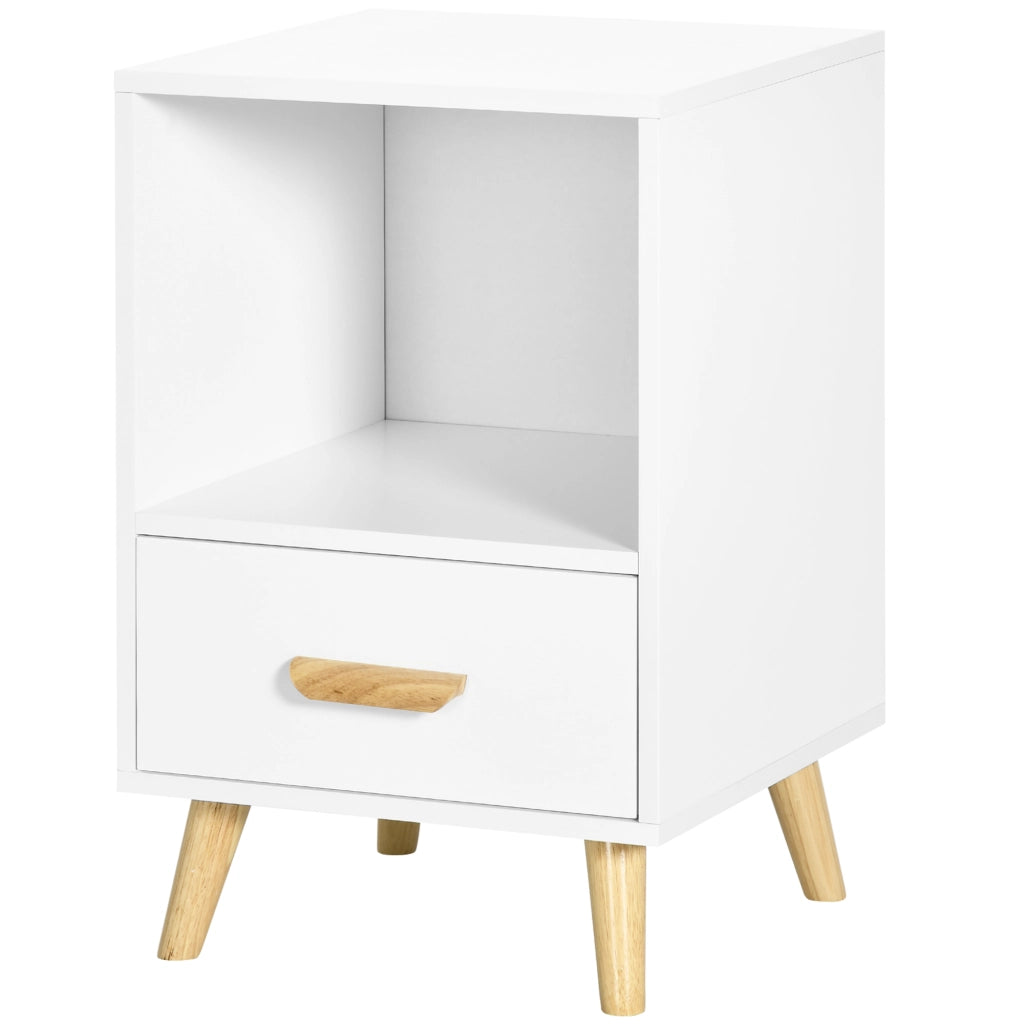 Comodino con cassetto e ripiano ¨C zephmum ¨C bianco 40x40x62 cm