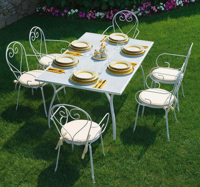 Tavolo Rettangolare da Giardino 160x100 cm in Ferro Vorghini Desenzano Avorio